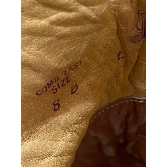 VTG Justin Tan Leather Western Cowboy Boots Pointed Toe Stacked Womens Heel  8 - Picture 9 of 12